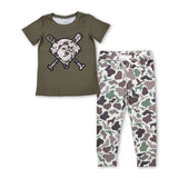Short sleeves hunting camo golf top pants kids outfits
