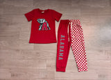 Short sleeves elephant A top plaid pants kids boys team outfits