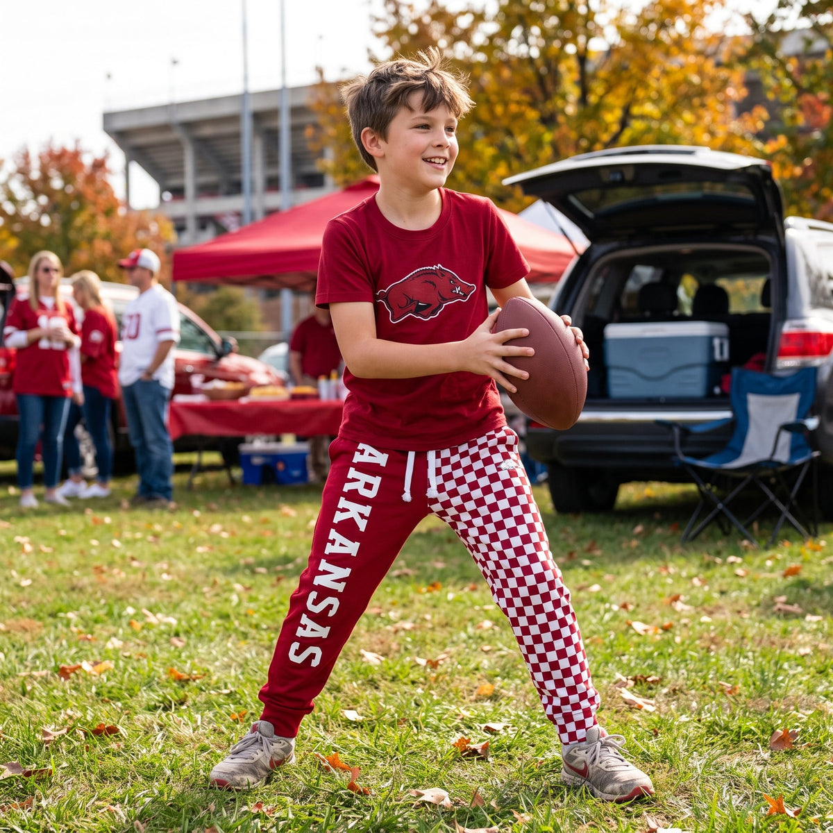 Short sleeves hog top plaid pants kids boys team outfits