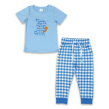 Plaid rabbit carrot embroidery top pants boys easter outfits