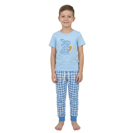 Plaid rabbit carrot embroidery top pants boys easter outfits