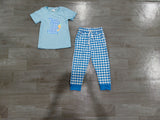 Plaid rabbit carrot embroidery top pants boys easter outfits