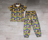 Camo polo shirt pockets pants boys Mardi Gras outfits