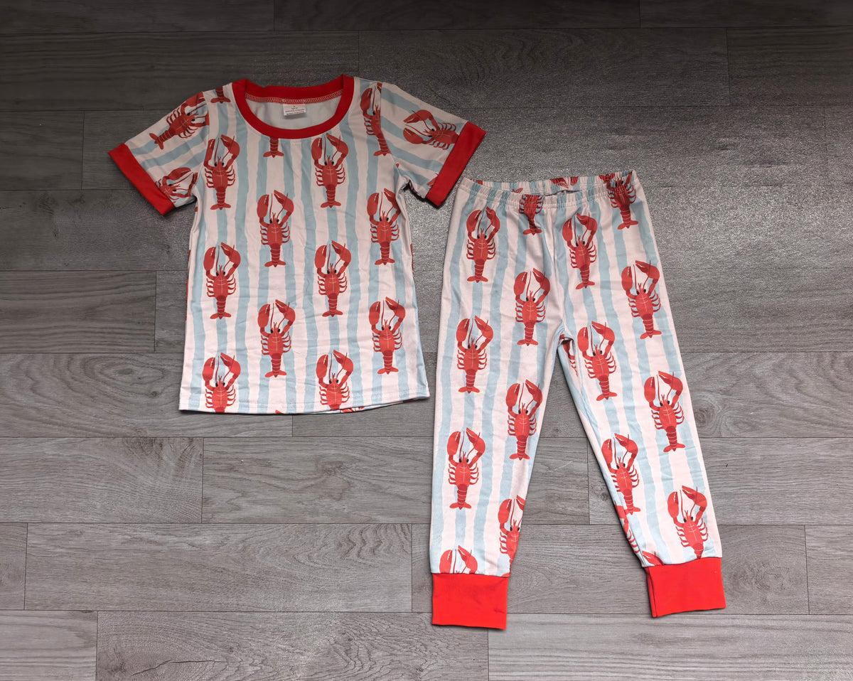 Short sleeves crawfish top pants boys pajamas set