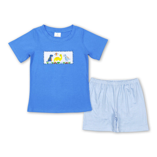 Light blue short sleeves dinosaur shirt shorts boy summer clothes