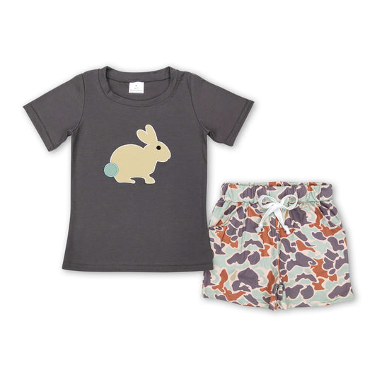 Rabbit top camo shorts kids boy easter outfits