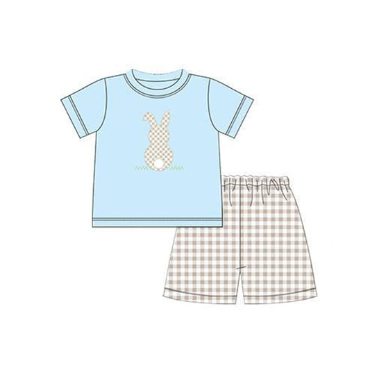 Bunny top plaid shorts kids boy easter outfits