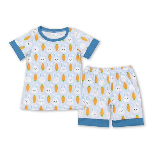 Bunny carrot short sleeves kids boy easter pajamas