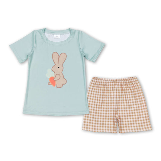 Carrot bunny top plaid shorts boys easter outfits