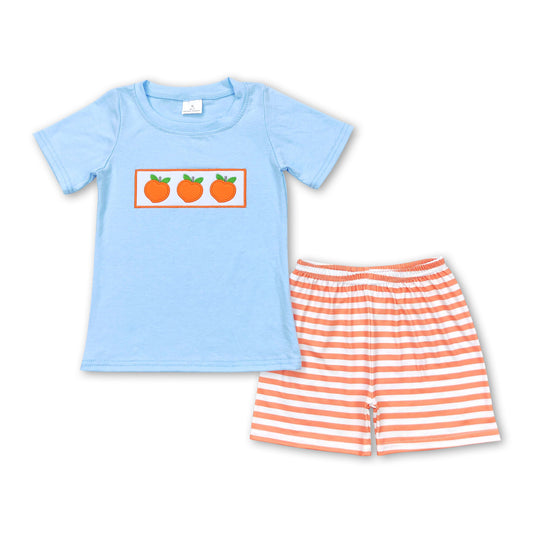 Peach top stripe shorts kids boys summer outfits