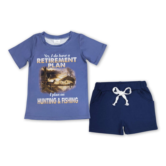 Hunting and fishing top navy shorts boy clothing