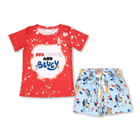Red white blue dogs top popsicle shorts boys 4th of july outfits