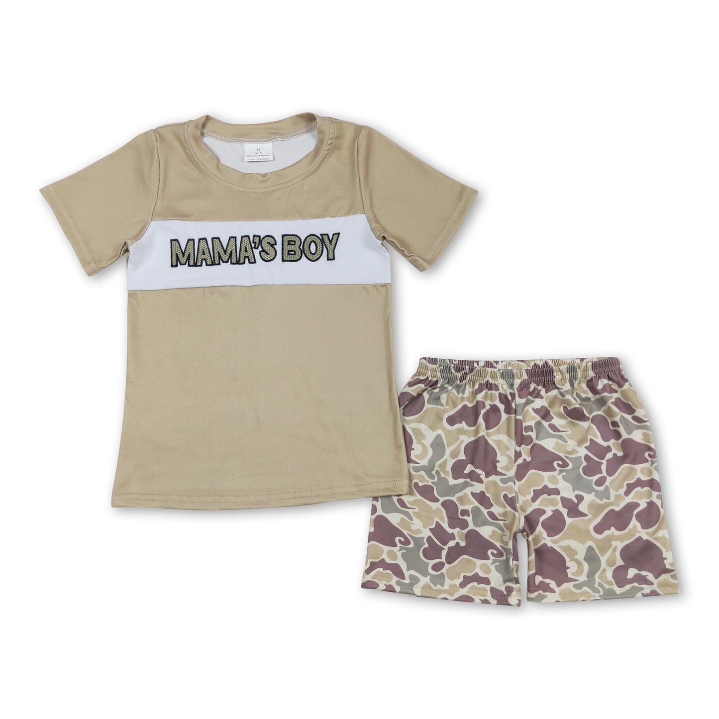Mama's boy camo shirt shorts kids summer clothes