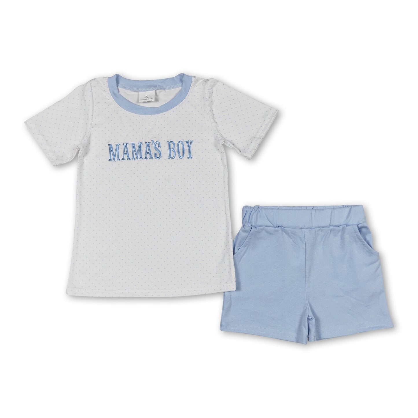 Mama's boy polka dots shirt pocket shorts kids outfits