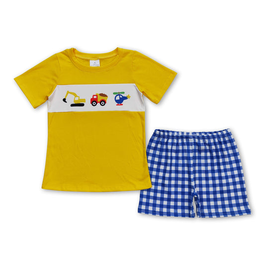 Yellow constructions kids boys summer clothes