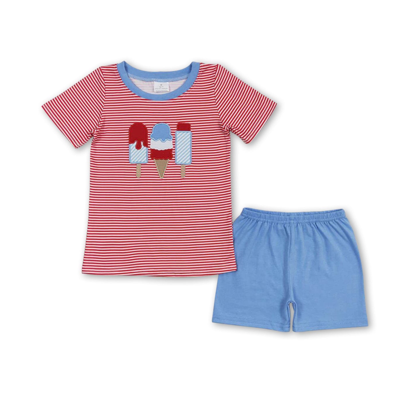 Red stripe popsicle top shorts boys 4th of july outfits