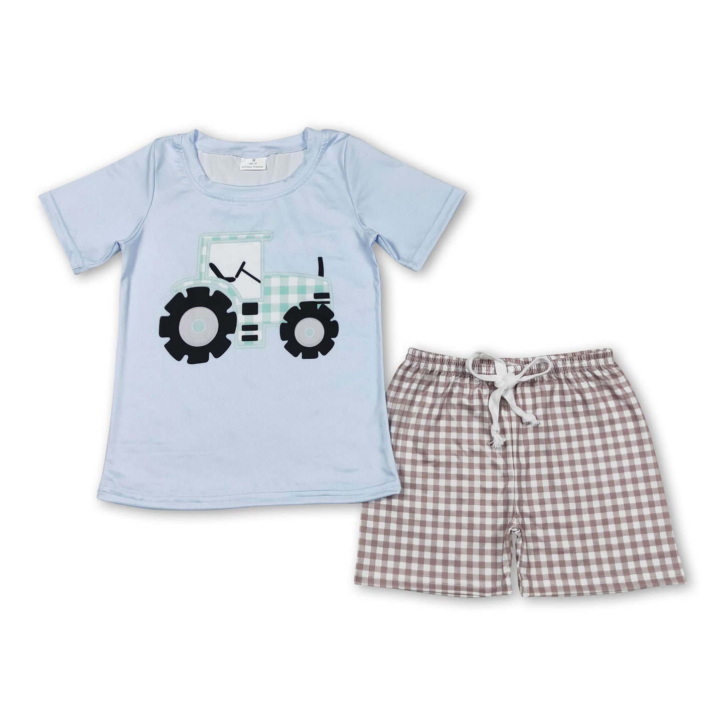 Tractor top plaid shorts boys farm clothing