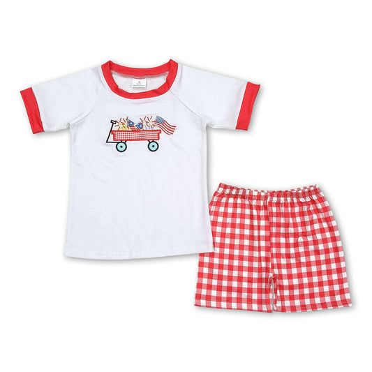Flag top red plaid shorts boys 4th of july outfits