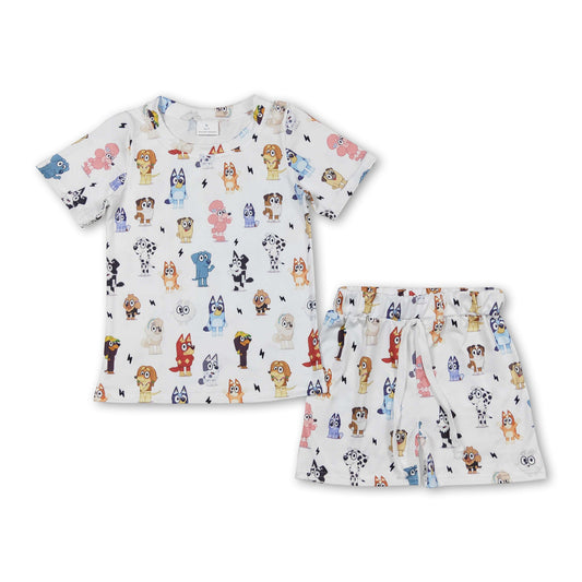 Short sleeves dog shirt shorts kids summer pajamas