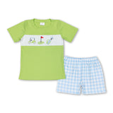 Short sleeves golf top plaid shorts boys clothes