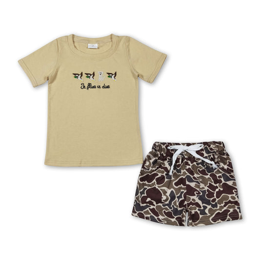 Duck dog top camo shorts baby boys clothes