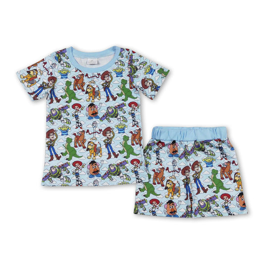 Short sleeves toy dog shirt shorts boys pajamas