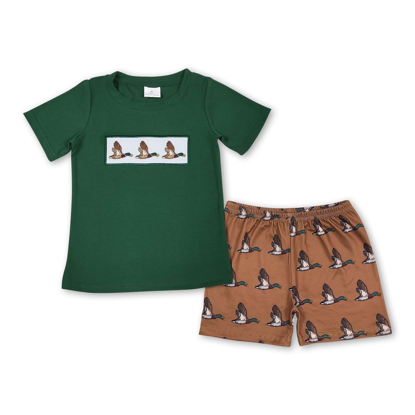 Green duck top shorts kids boys summer outfits