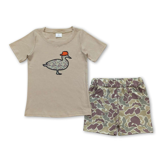 Short sleeves duck hat top camo shorts kids boys clothing