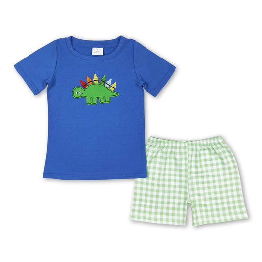 Dinosaur crayon top shorts boys back to school outfits