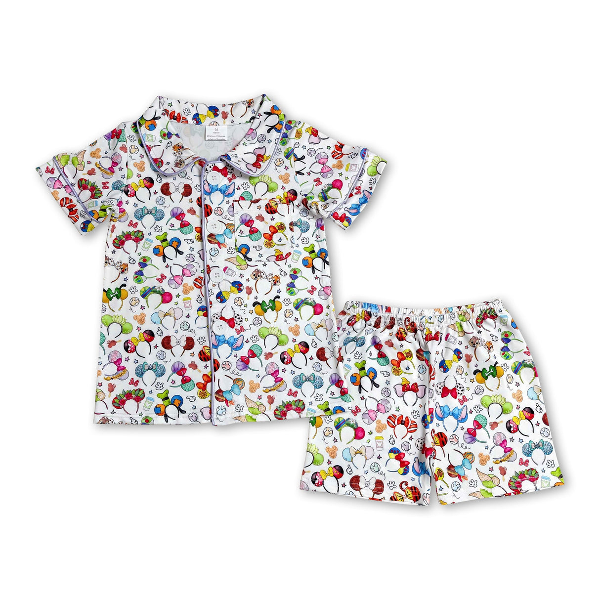 Lavender princess ears kids button down pajamas