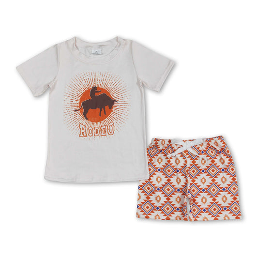 Short sleeves rodeo top aztec shorts boys western clothes