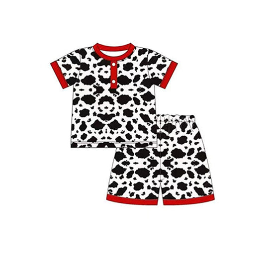 Short sleeves cow print baby kids summer pajamas