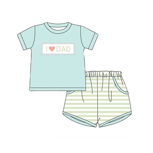 I love DAD top stripe pocket shorts boys outfits