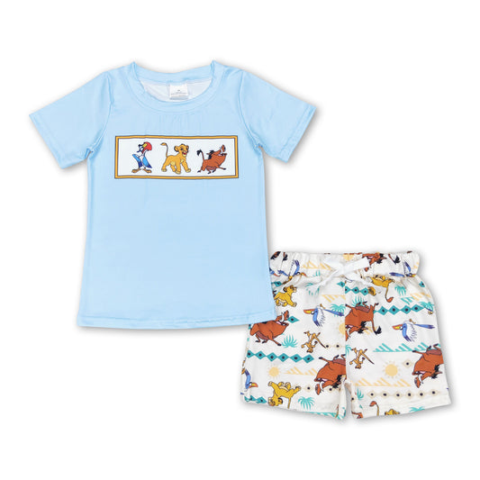 Short sleeves lion top shorts kids boys clothing