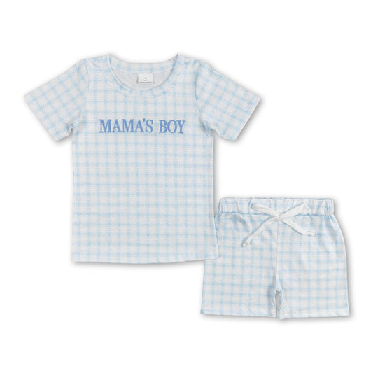 Short sleeves plaid mama's boy kids summer outfits