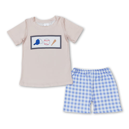 Baseball top plaid shorts boys summer clothes