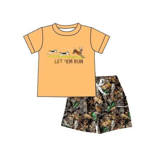 Let 'em run deer top camo shorts boys clothes