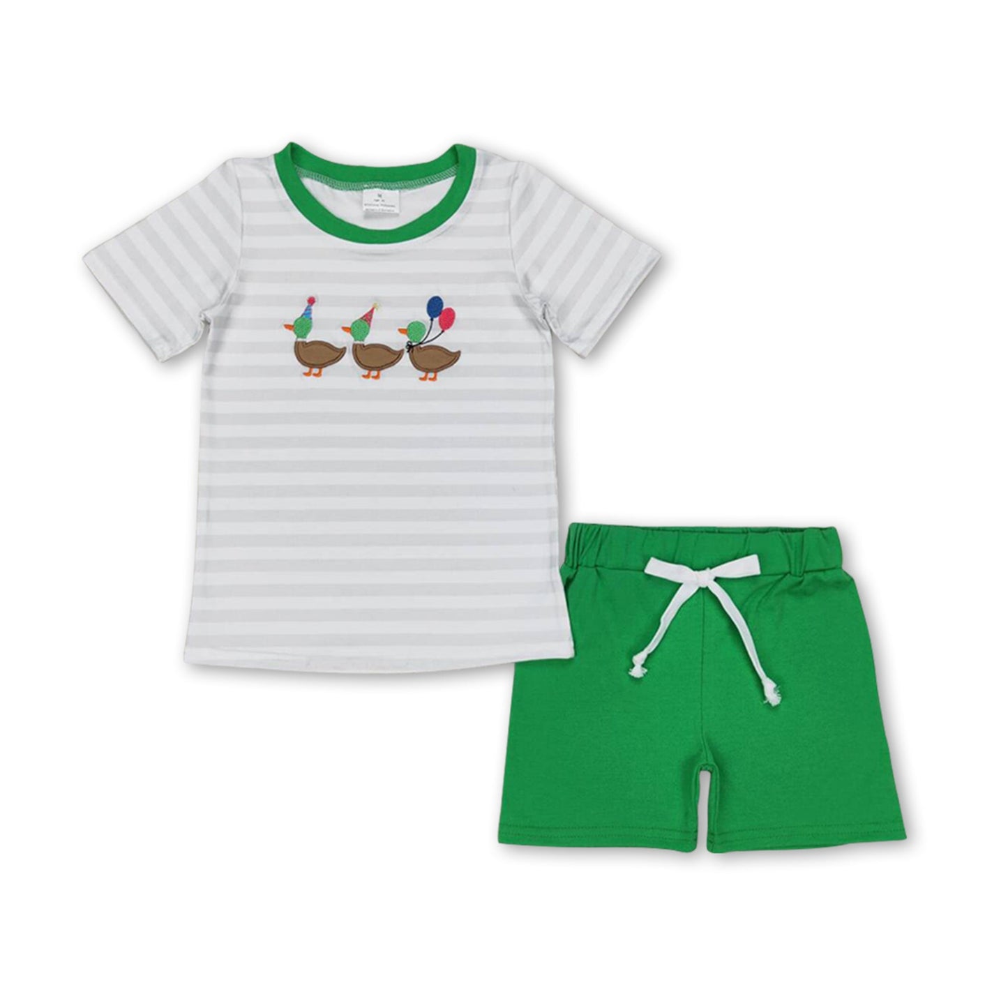 Stripe duck balloon top shorts birthday boys clothes