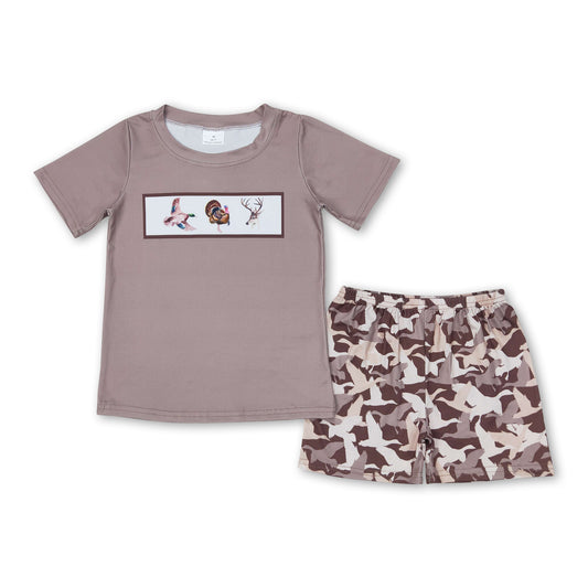 Duck pheasant deer top camo shorts boys clothes