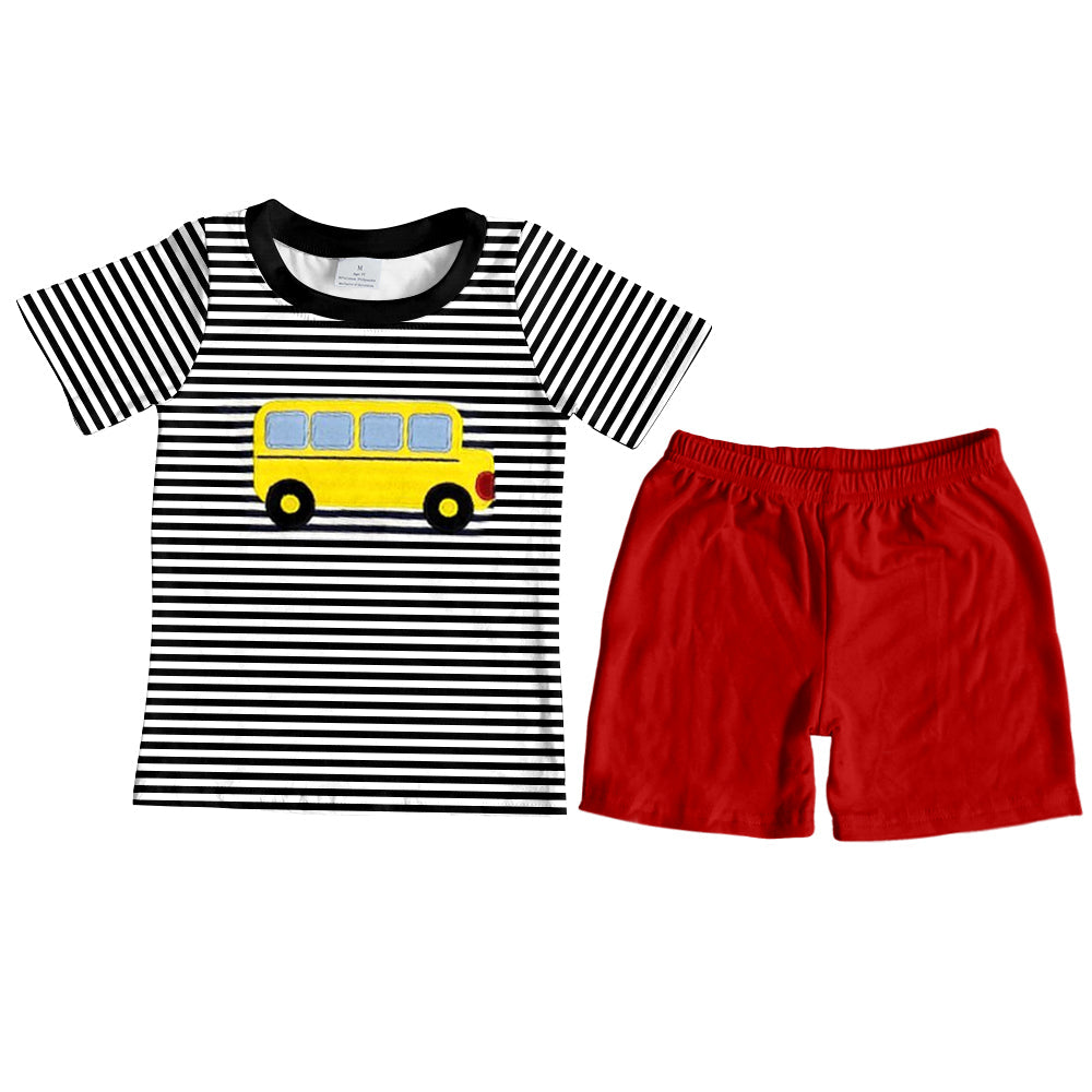 Stripe school bus top shorts boys clothes