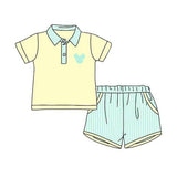 Yellow mouse polo shirt stripe shorts boys clothes