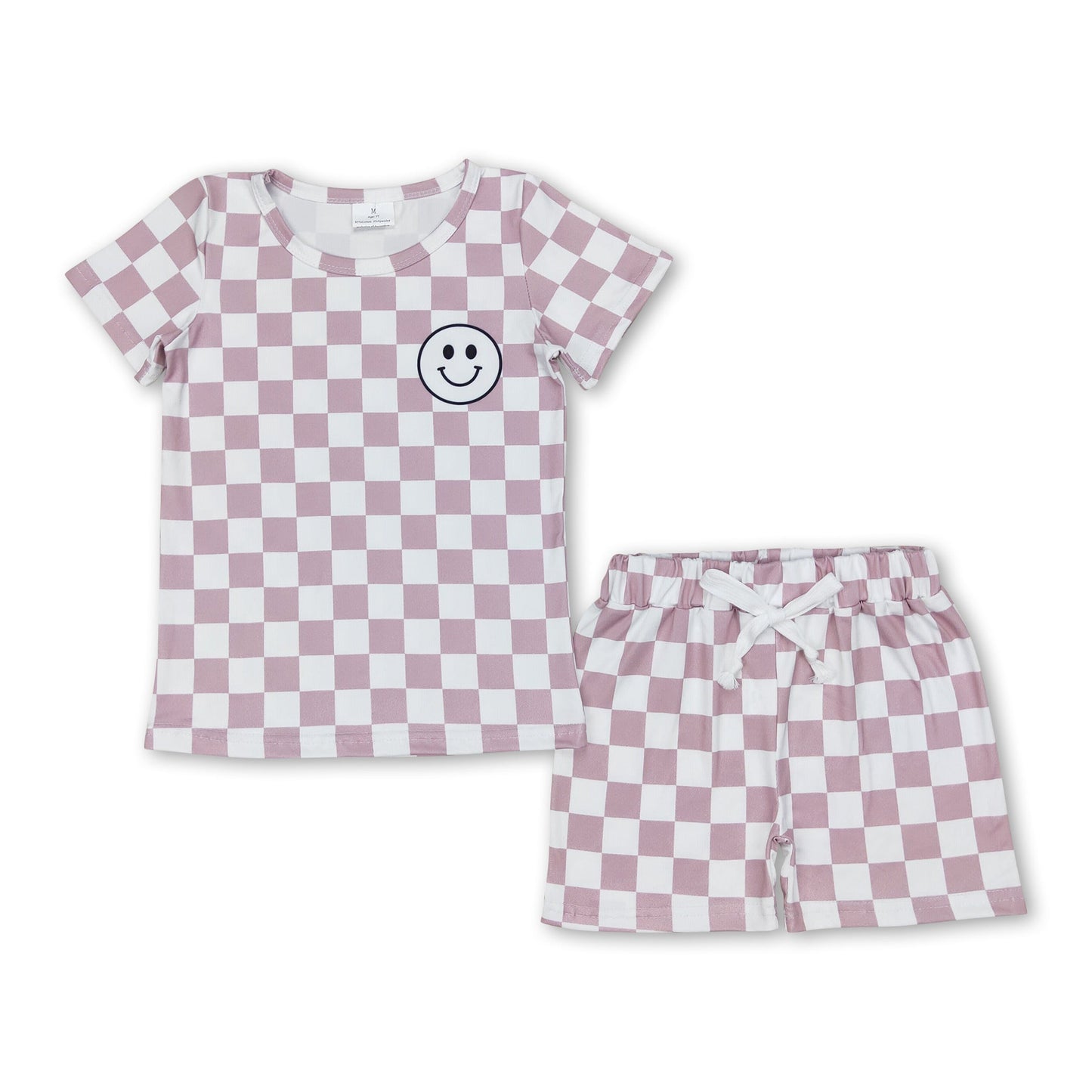 Khaki plaid smile top shorts toddler boys clothes