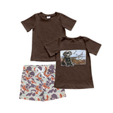 Brown dog duck top camo shorts boys clothing set