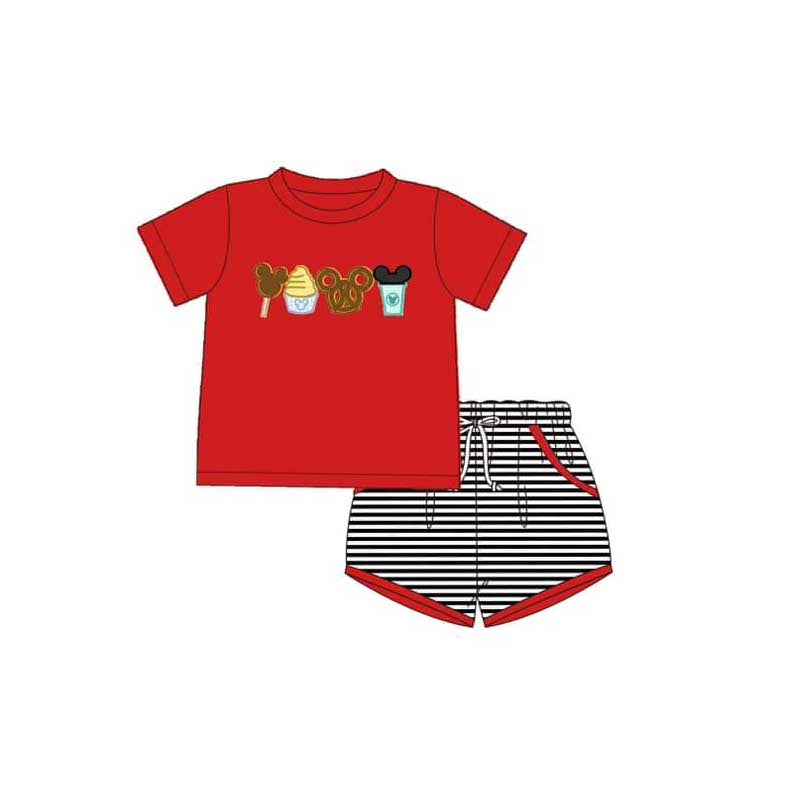 Red cake mouse cookie snacks top stripe boys clothes