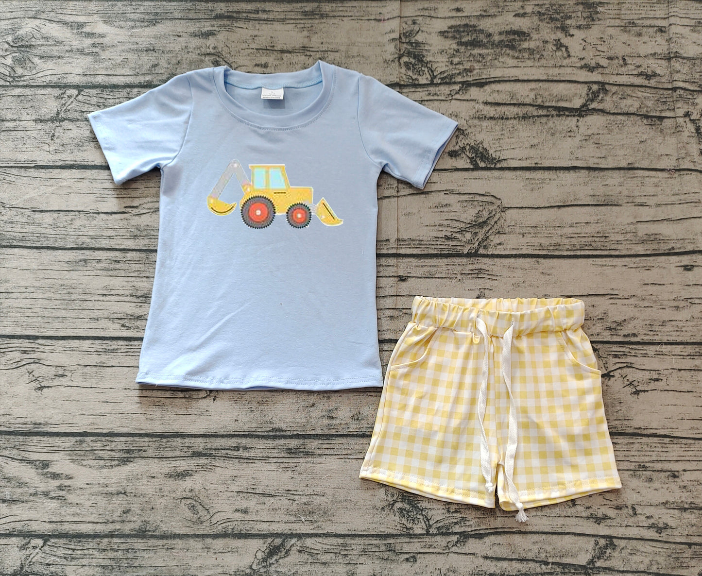 Short sleeves light blue constructions boys clothes