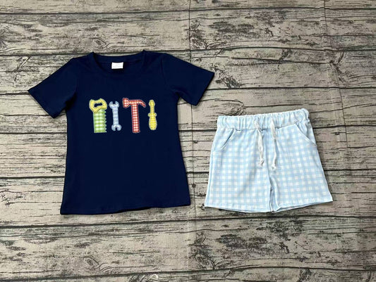 Short sleeves navy tools baby boys clothes