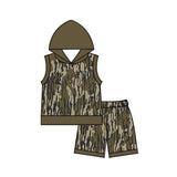 Sleeveless hoodie shorts kids boys clothing