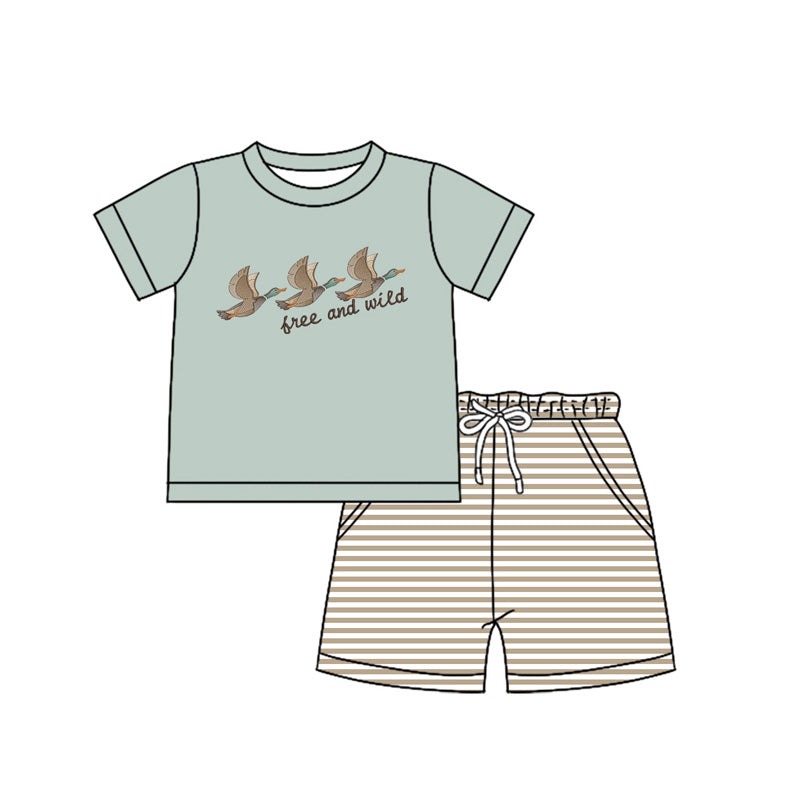 Free and wild duck top stripe shorts boys clothes