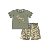 Short sleeves camo dog top shorts boys clothing set