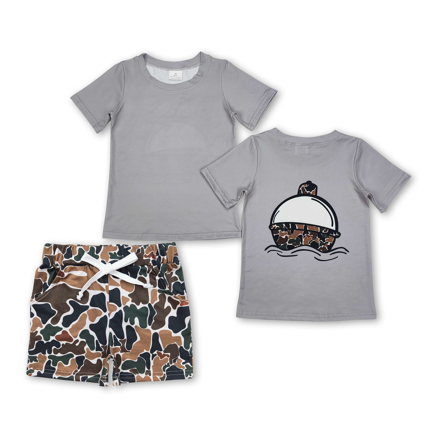 Grey slip float top camo pockets shorts boys clothes